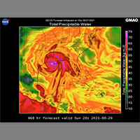thumb for GEOS forecast of Total Precipitable Water (TPW) from Hurricane Ida